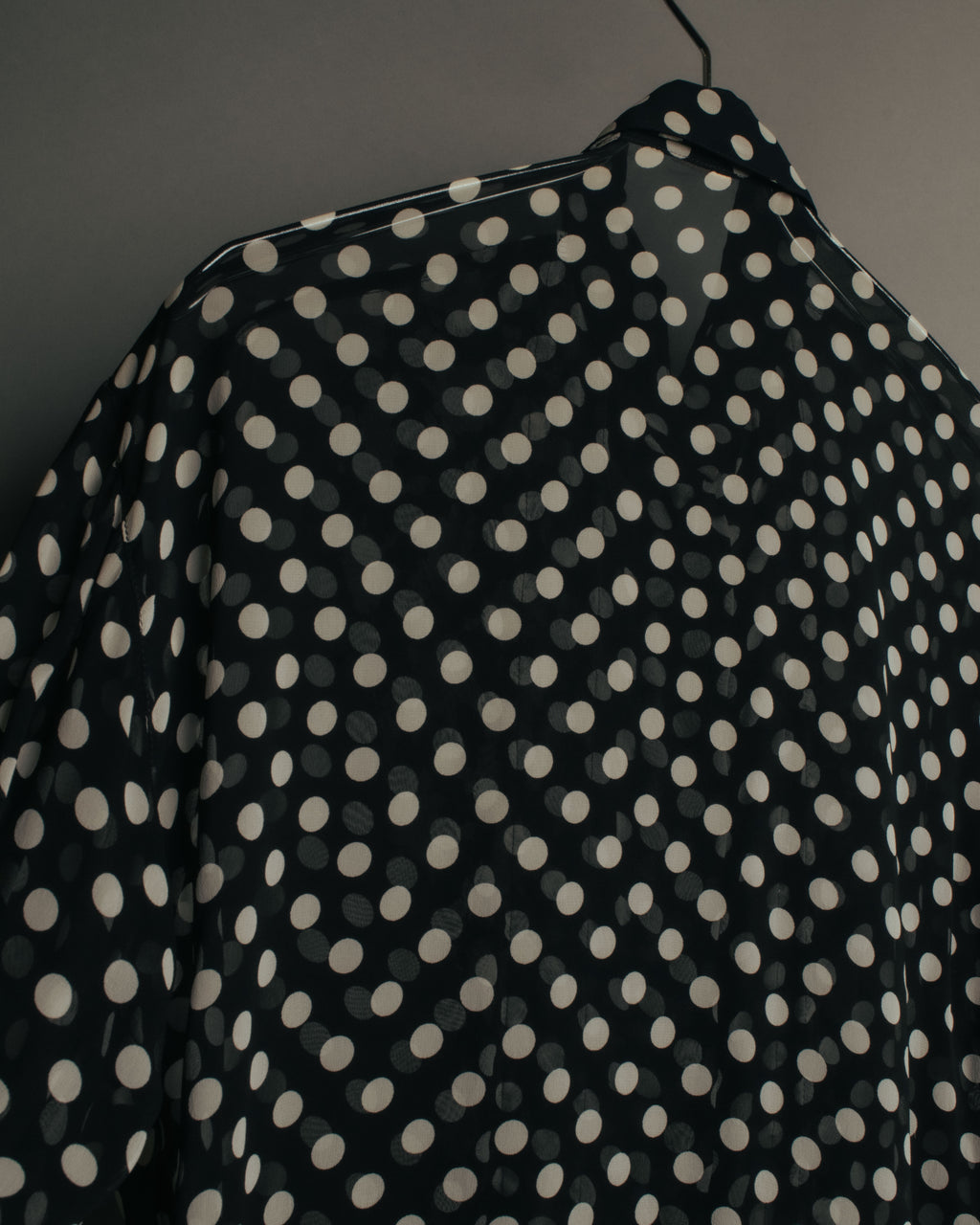 “GIANNI VERSACE COUTURE” 90’s Sheer mixed pattern ruffle blouse