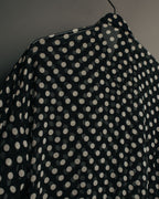 “GIANNI VERSACE COUTURE” 90’s Sheer mixed pattern ruffle blouse