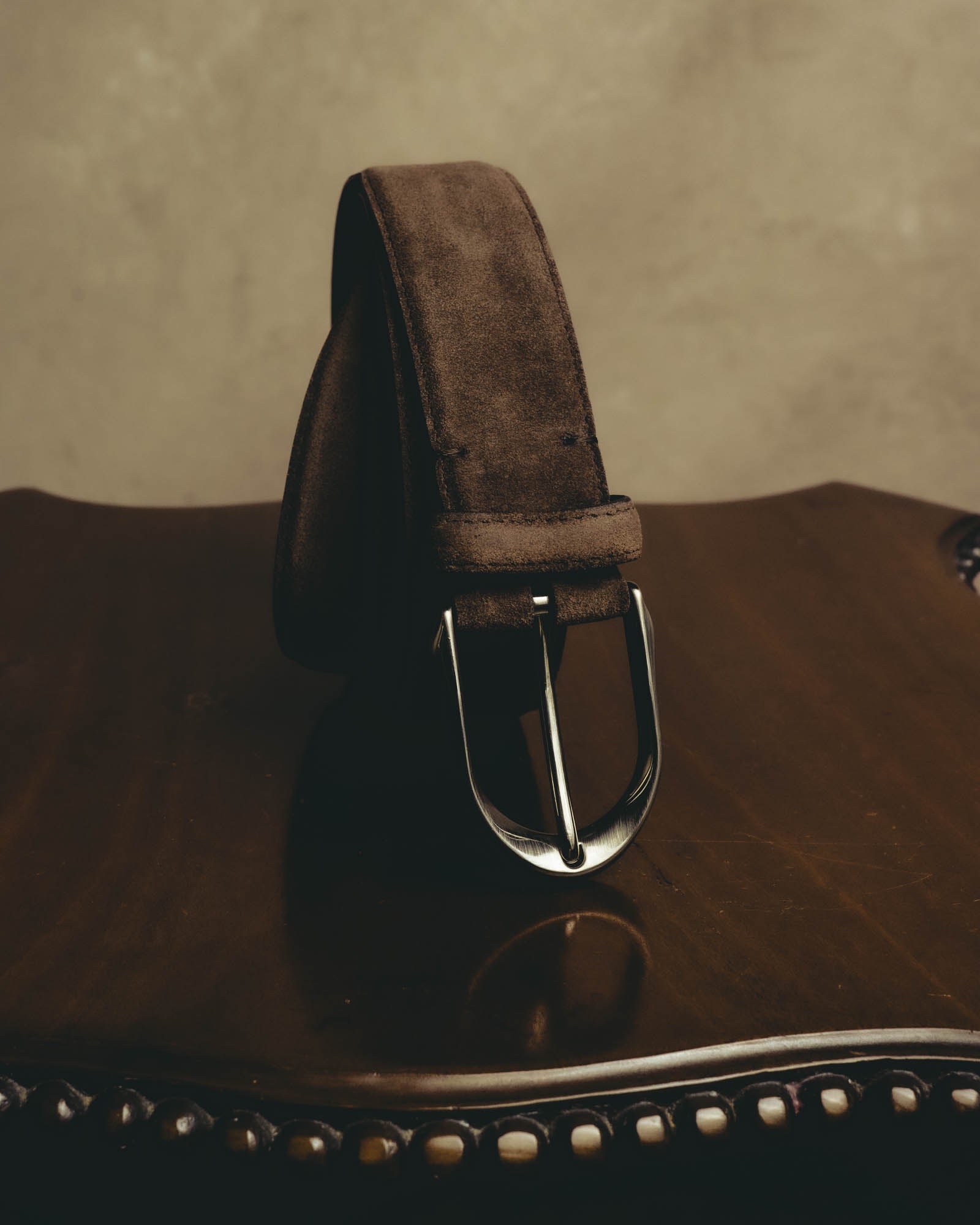 "Ermenegildo Zegna" 90's–00's brown suede leather belt