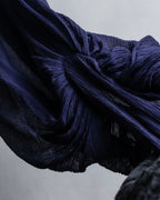 "HERMES" Bowtie detail balloon sleeve sheer pullover