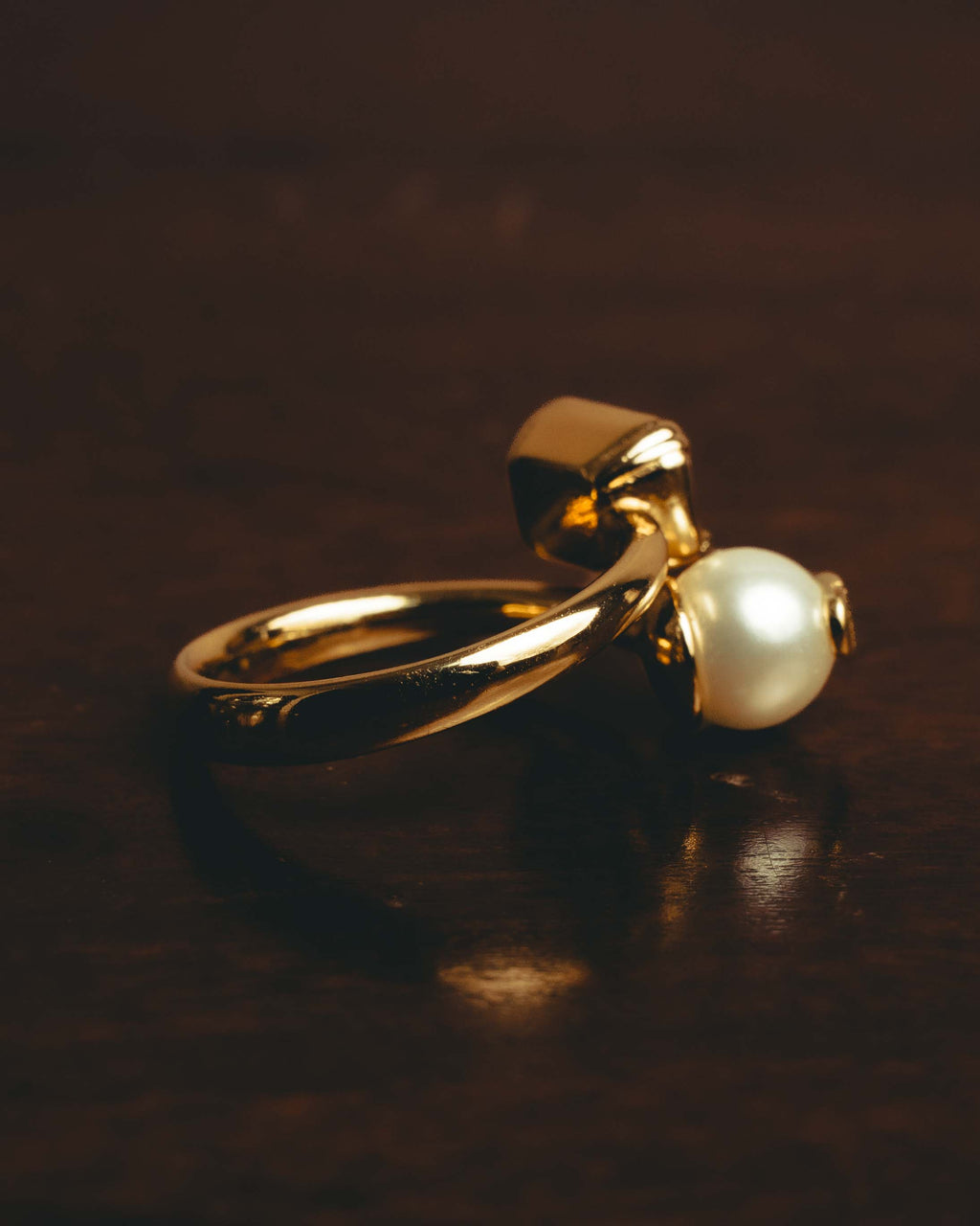 -SPECIAL- “Dior” 2024-2025 Petit CD asymmetrical crystal and faux pearl ring