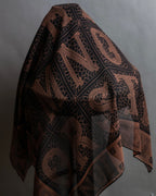 "FENDI" Logo engraved lace motif scarf