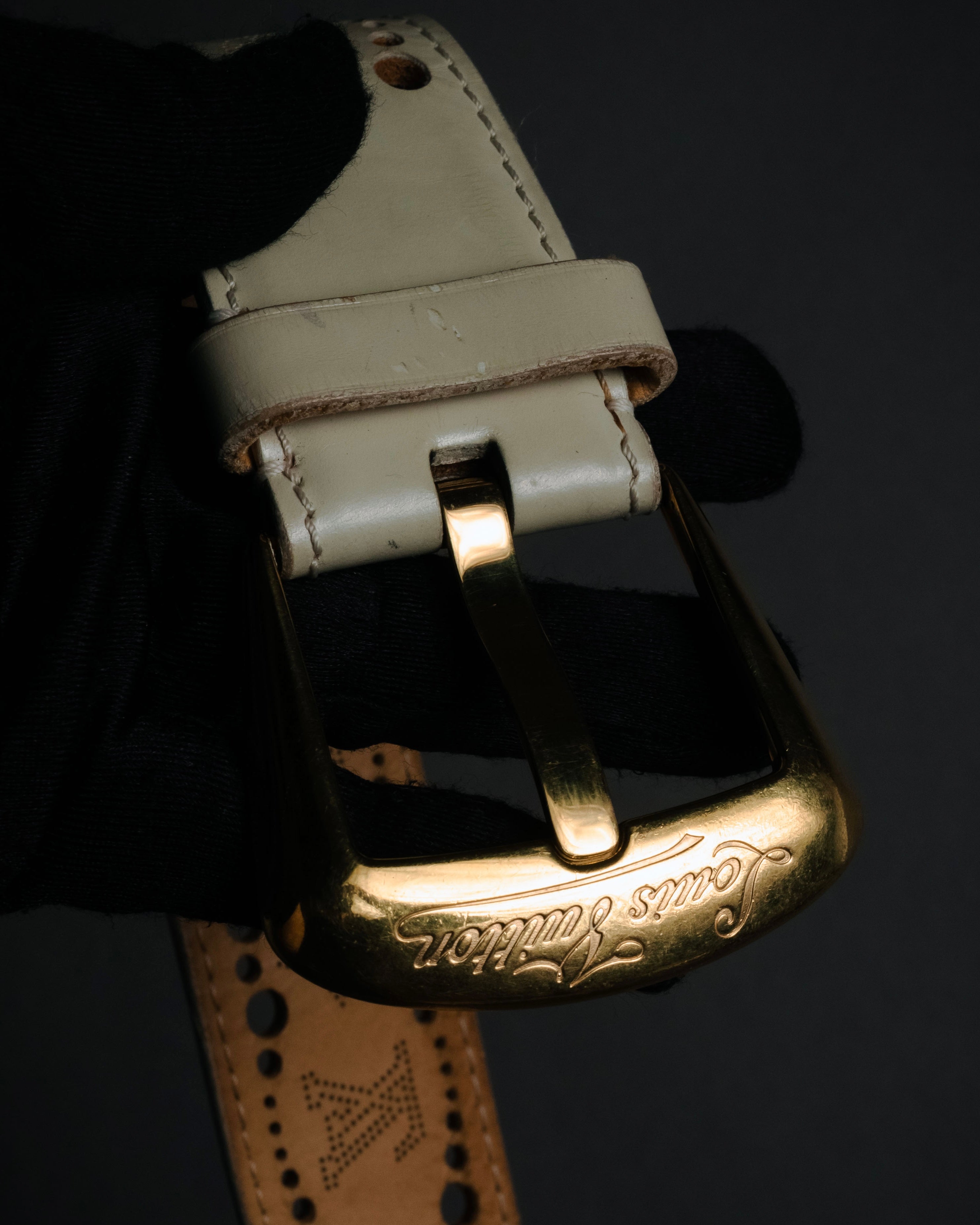 "LOUIS VUITTON" 00’s perforated monogram leather belt