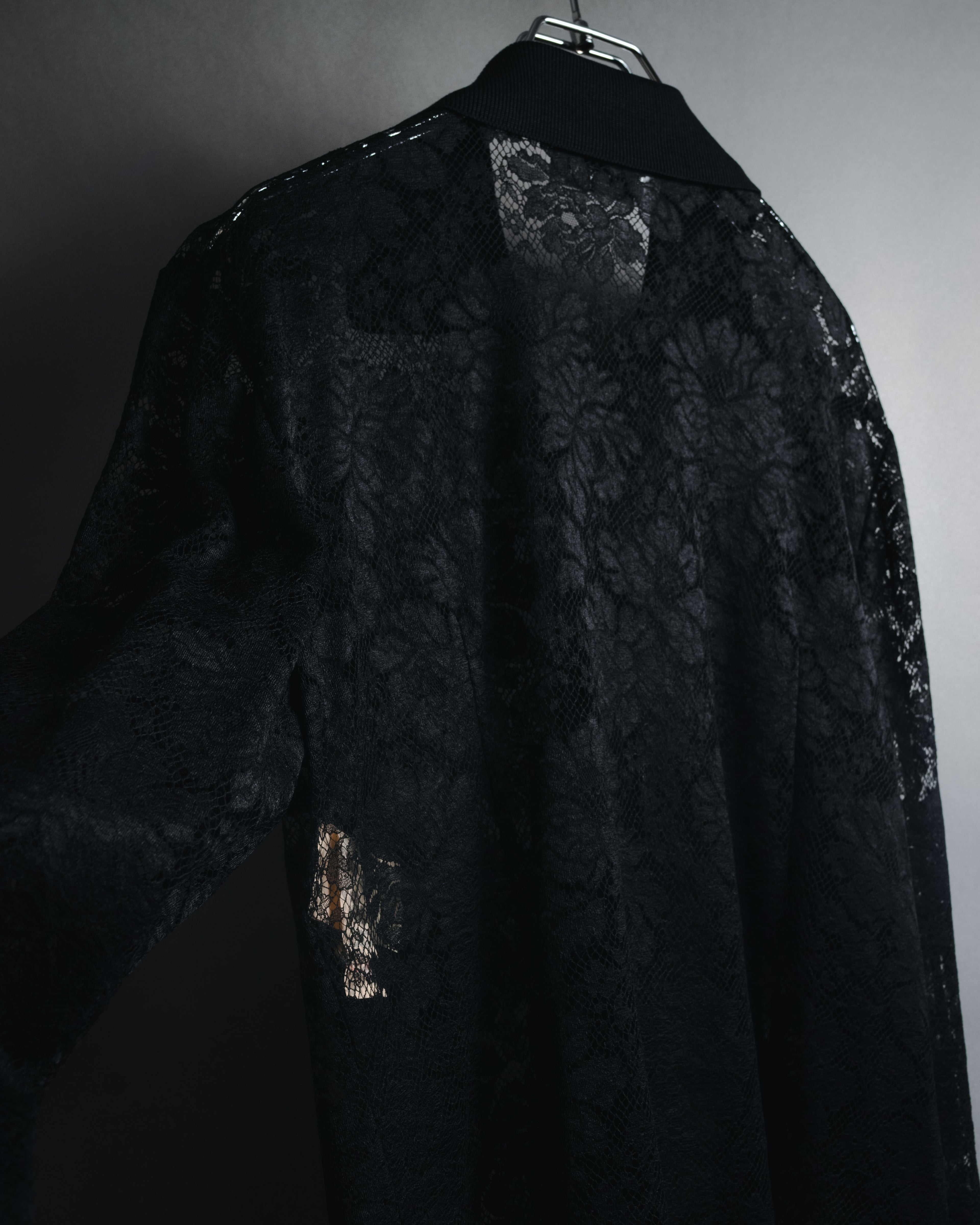 "VALENTINO MISS V" Late 80s botanical lace polo shirt