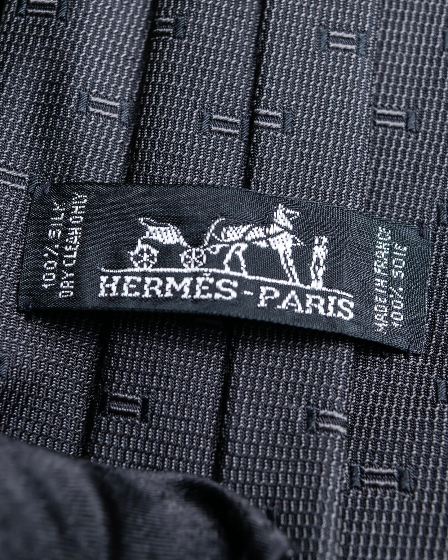 "HERMES" H embroidered pattern silk neck tie