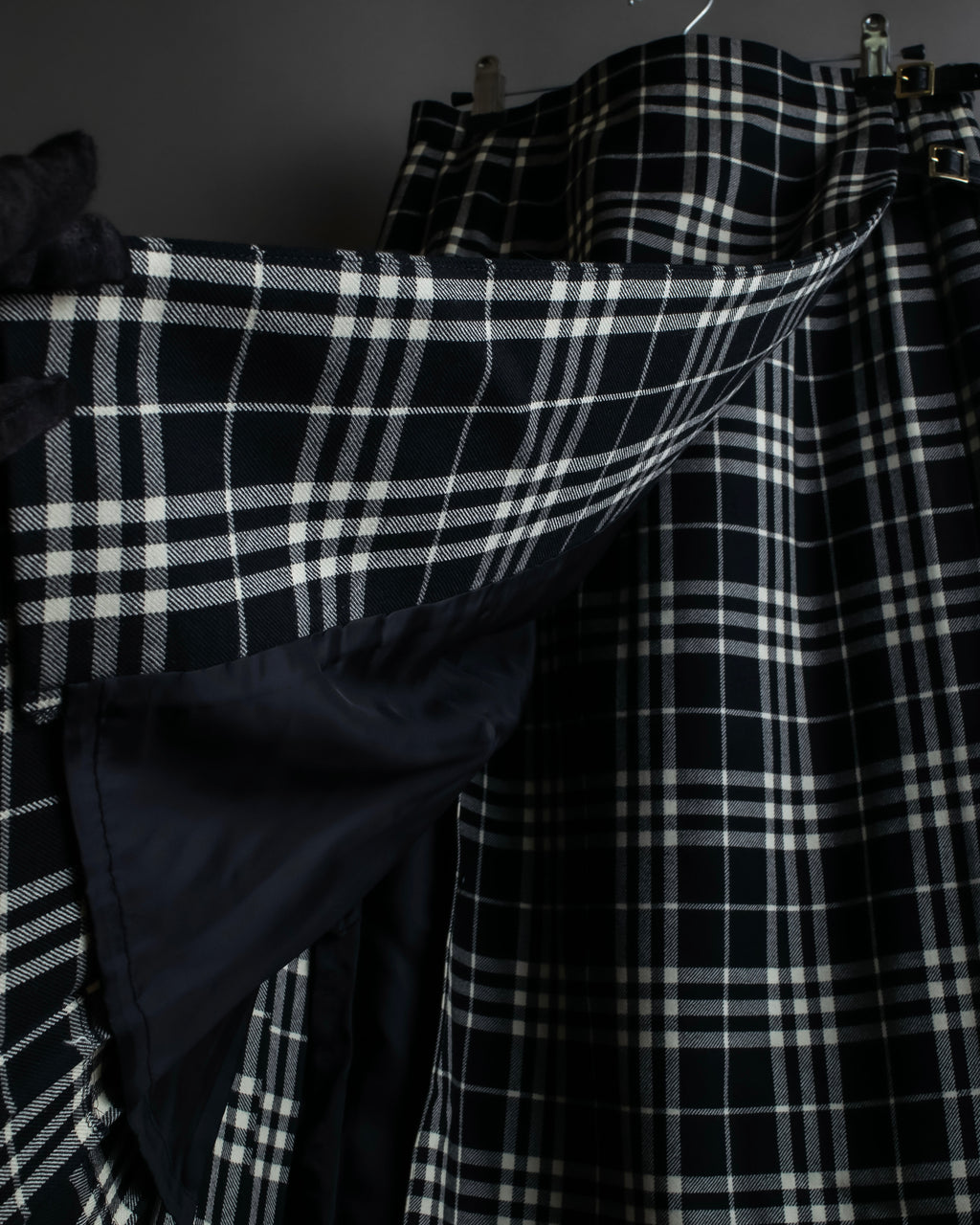 "BURBERRY" Tartan check pleated wrap skirt