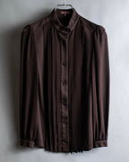 "Filo di Seta" Front pleated design stand-up collar shirt