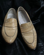 "GIORGIO ARMANI"Off-white crocodile leather loafers