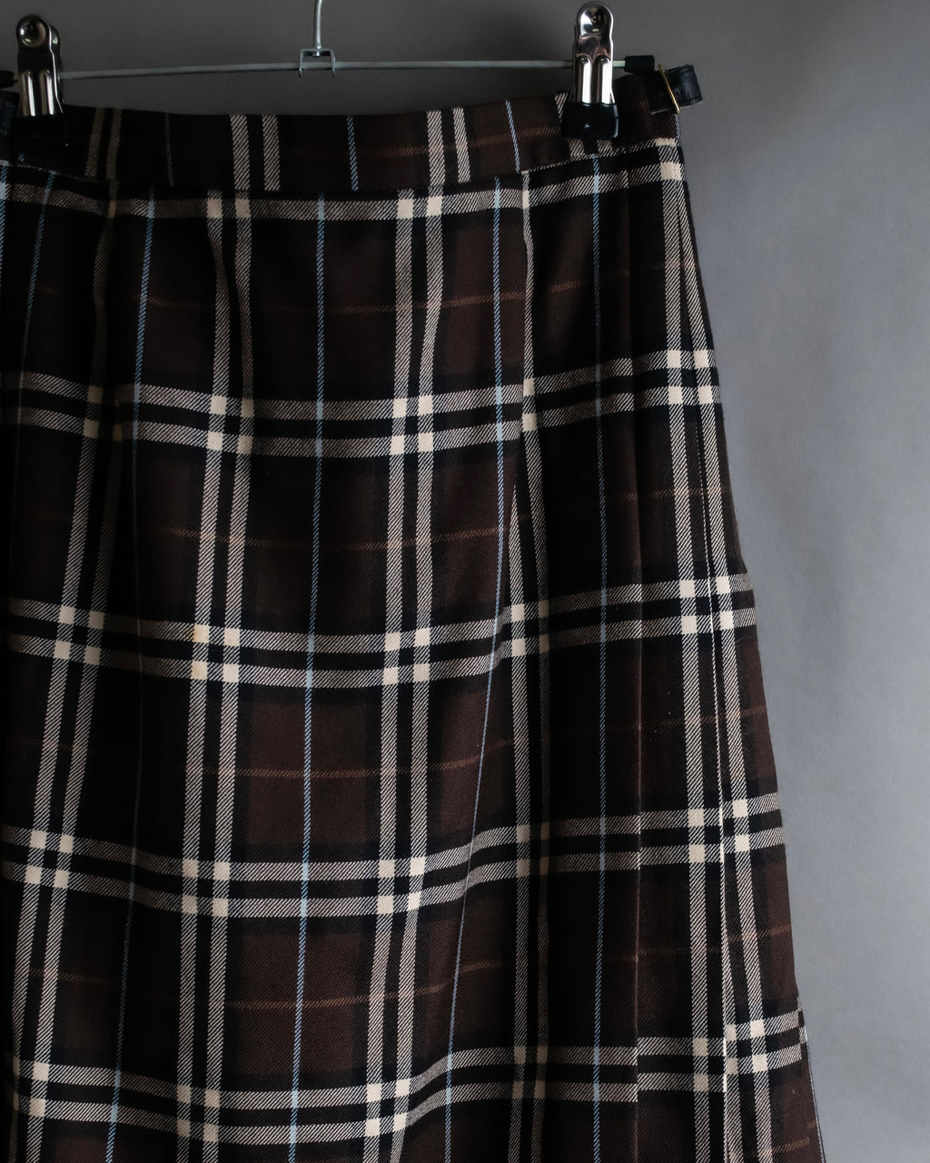 "BURBERRY" Brown tartan check pleated wrap skirt