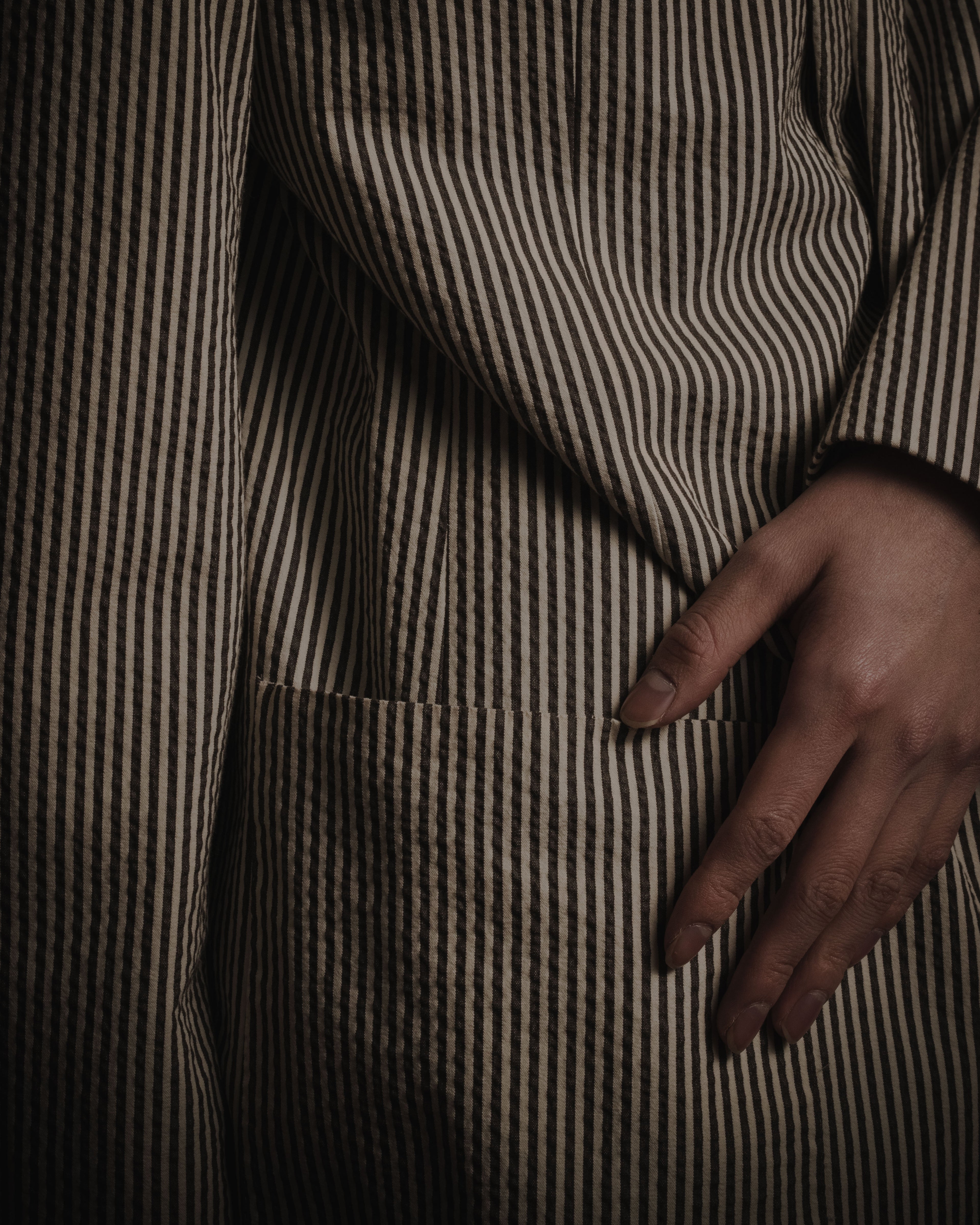 "HERMES" 00's striped stretch cotton tailored jacket