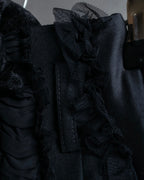 "COMME des GARCONS" Ruffle & tulle asymmetrical docking sarouel slacks