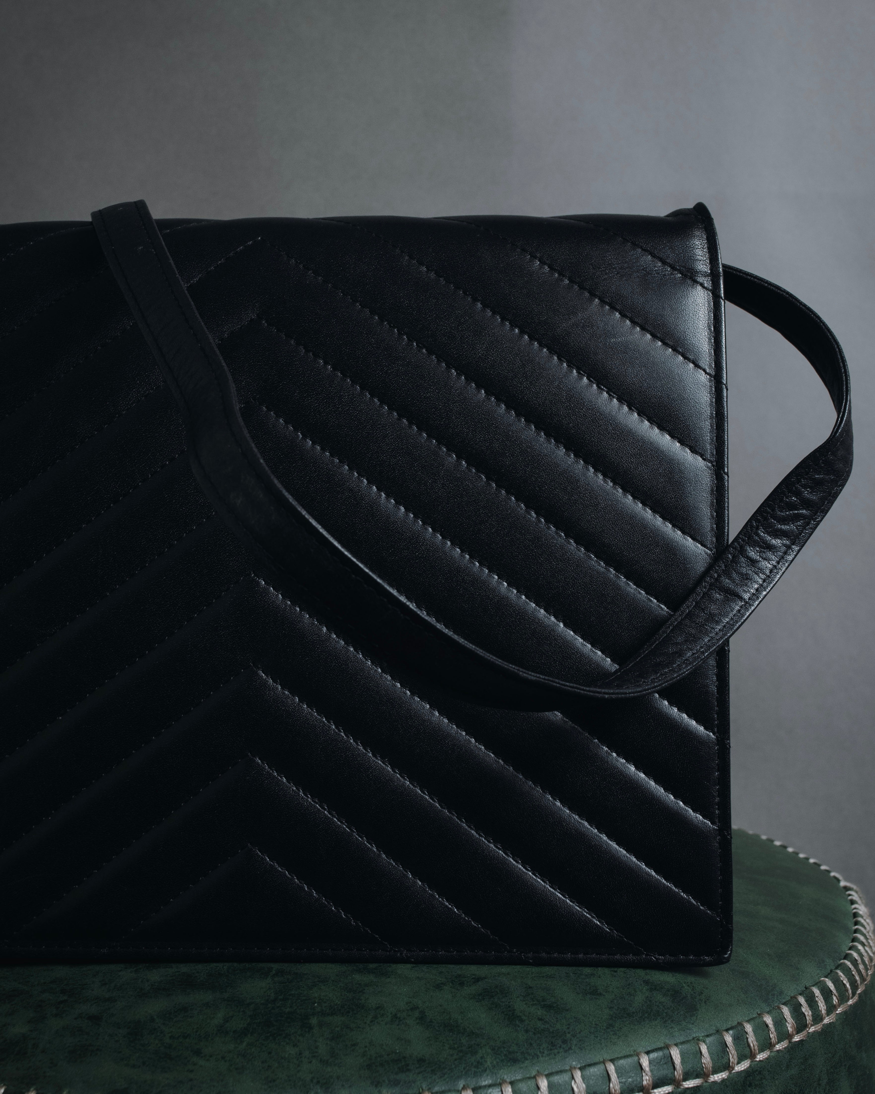 "Yves Saint Laurent" Late 80’s–early 90’s chevron quilted cassandre shoulder bag