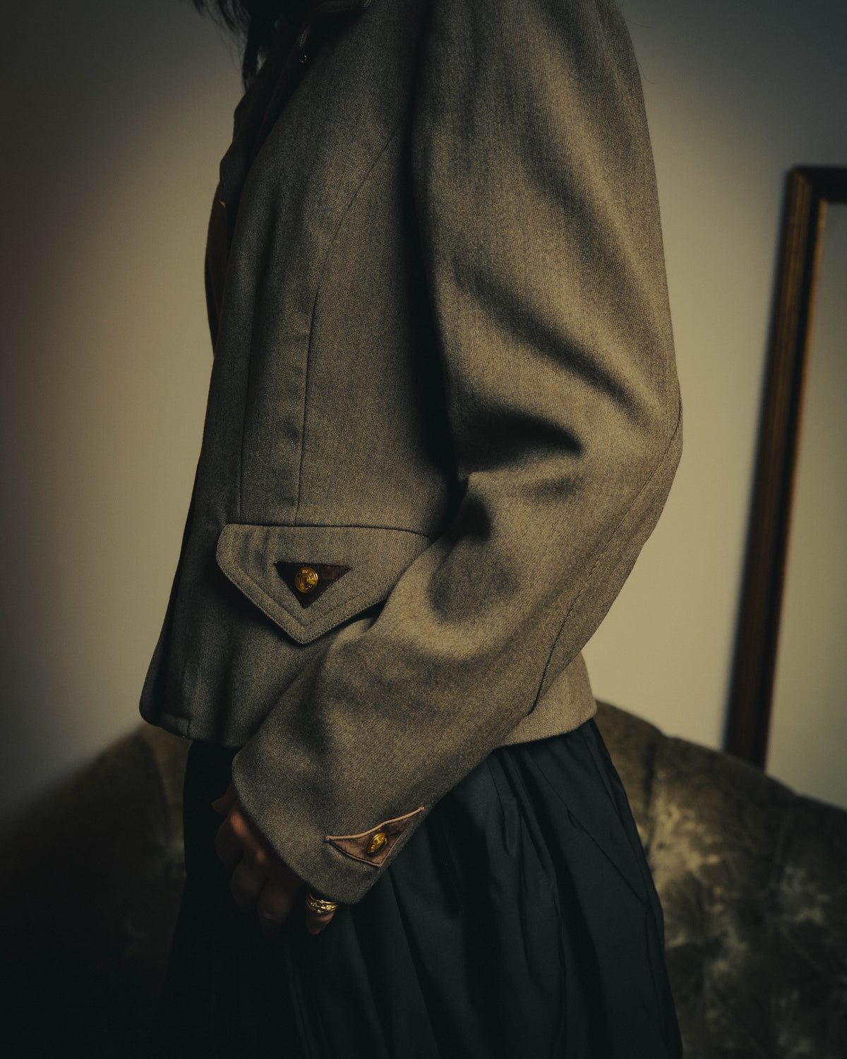 –SPECIAL– "Hermès" 70's-80's Equestrian wool tailored jacket
