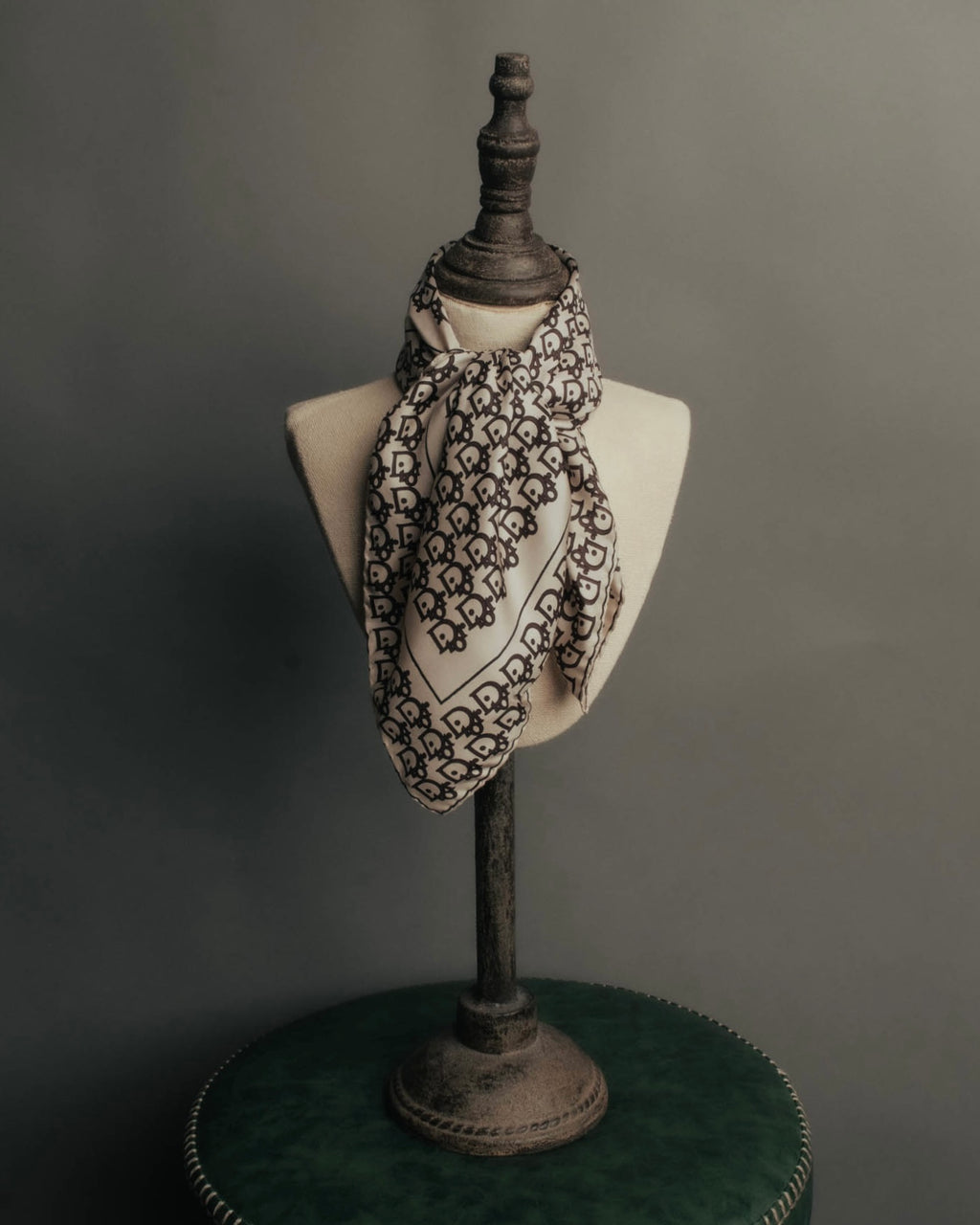 "Christian Dior" 70's-80's Oblique monogram silk scarf