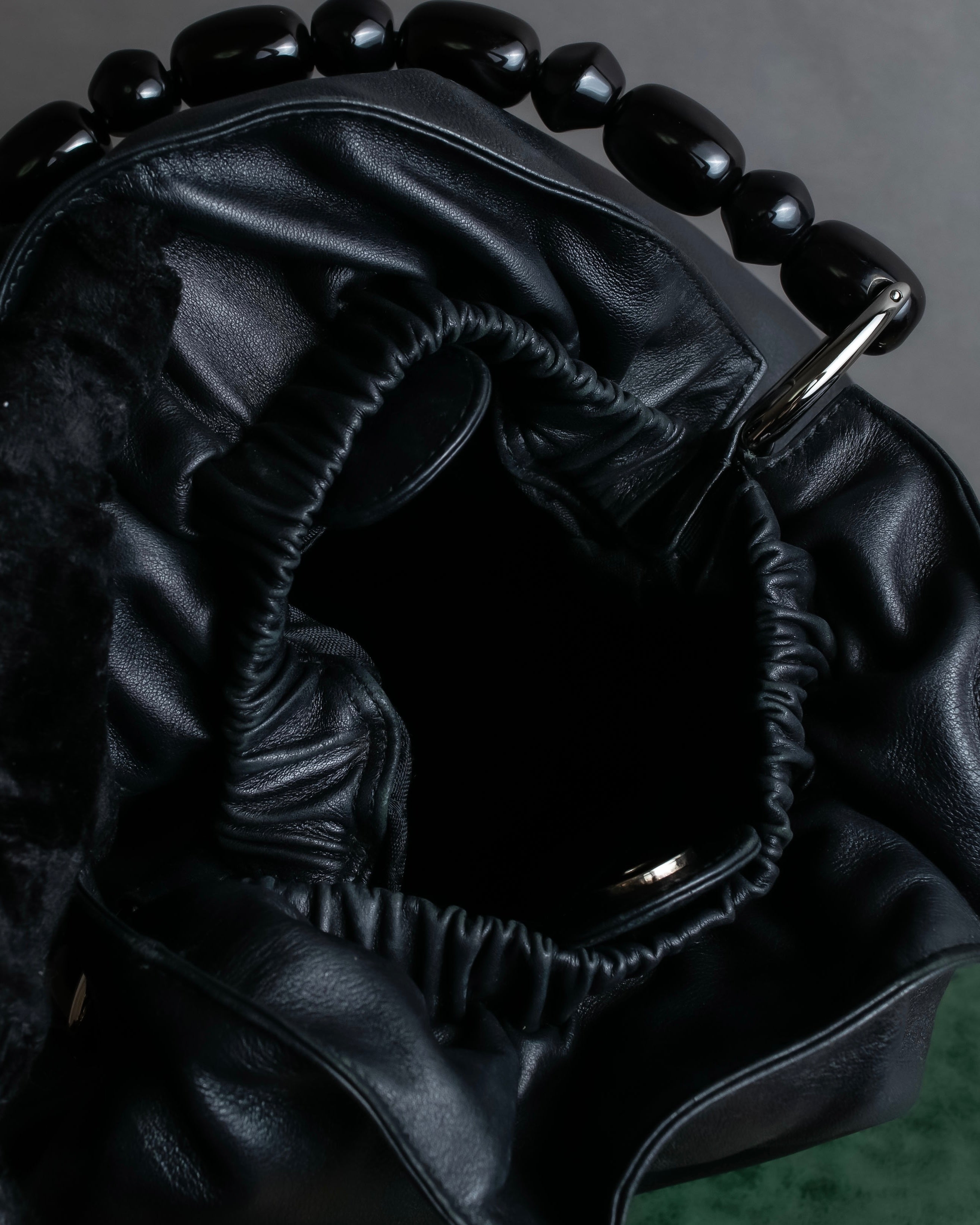 "Christian Dior" Maris Pearl series gathered design leather bag