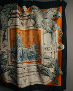 "Hermès" 90's-00's Architectural printed silk scarf
