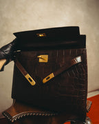 -SPECIAL- "CRISTIAN FLORENCE" 90's-00's Classic crocodile embossed leather structured top handle bag