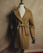 “GUCCI” 00’s-10’s Cashmere-blend leather-trimmed belted long coat