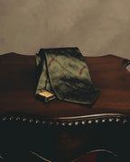 "Yves Saint Laurent" 80's-90's Olive silk jacquard necktie
