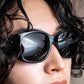 "CHANEL" Rhinestone & Coco mark engraved black lens sunglasses