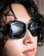 "CHANEL" Rhinestone &amp; Coco mark engraved black lens sunglasses
