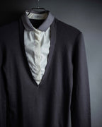 "BRUNELLO CUCINELLI" Layered shirt docking design knit pullover