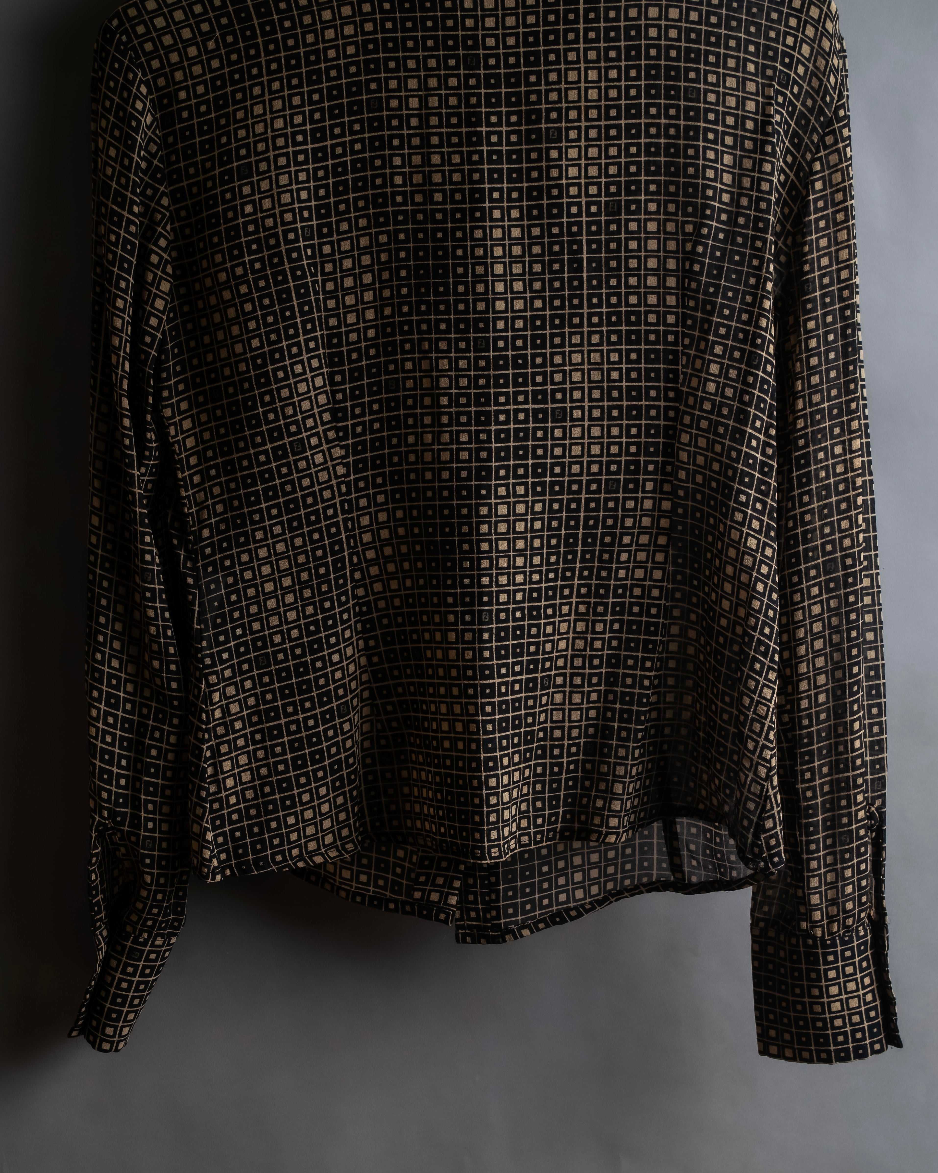 "FENDI" Geometric pattern logo printed shirt