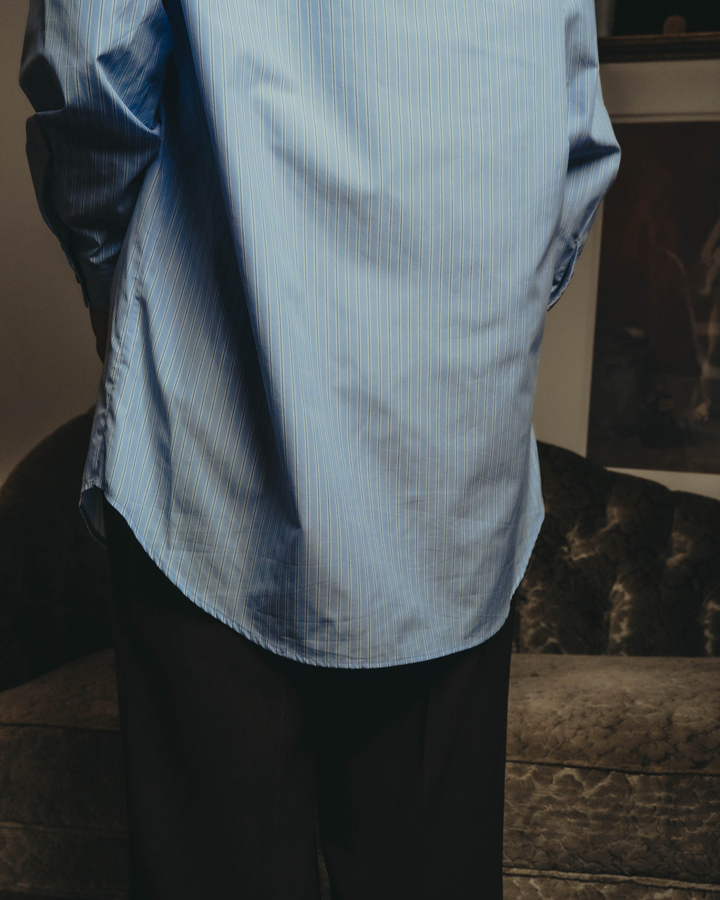 -SPECIAL- "GUCCI" 2010's-20's Pearl embellished detachable collar striped long shirt