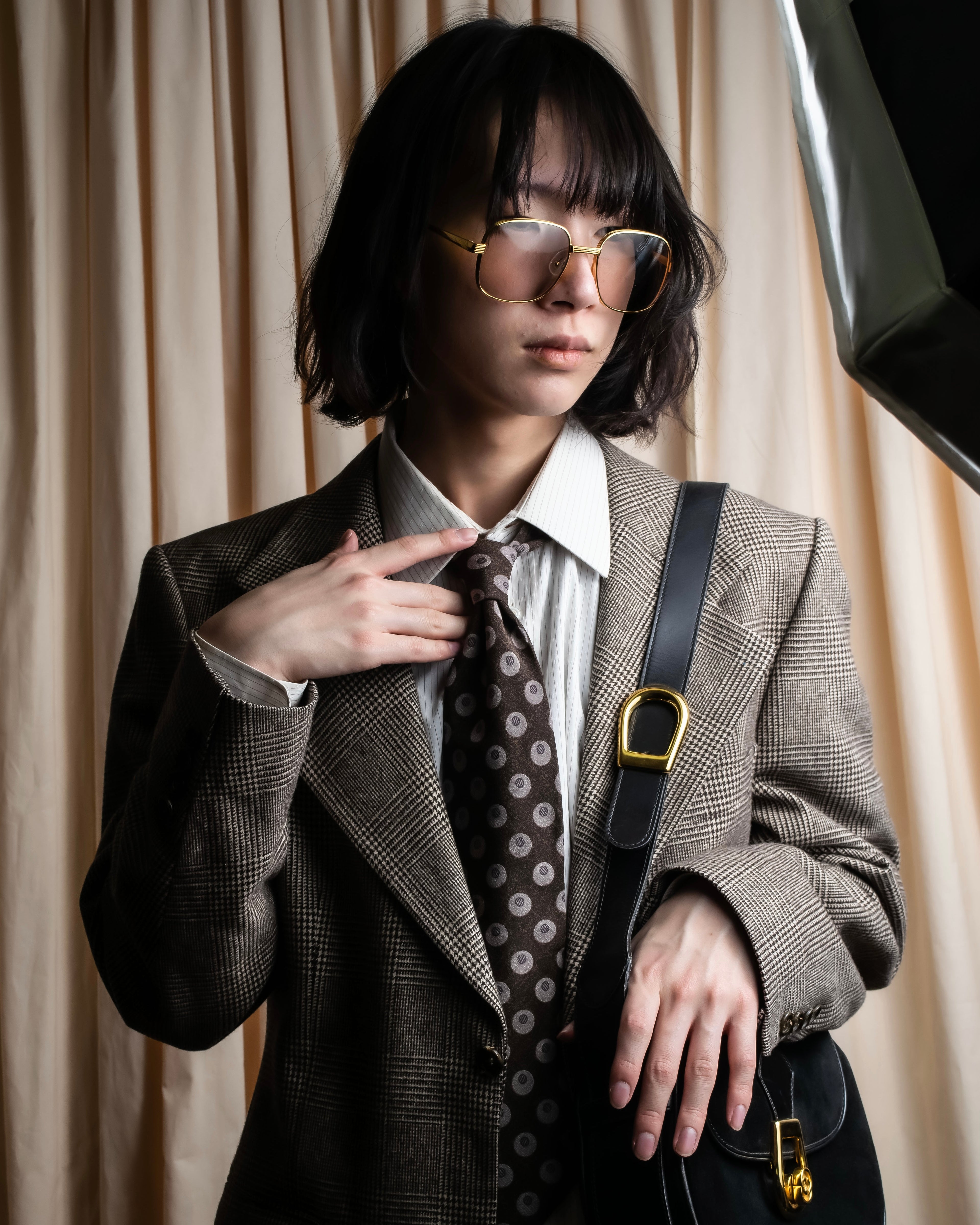 "GIORGIO ARMANI" Oval motif dot silk necktie