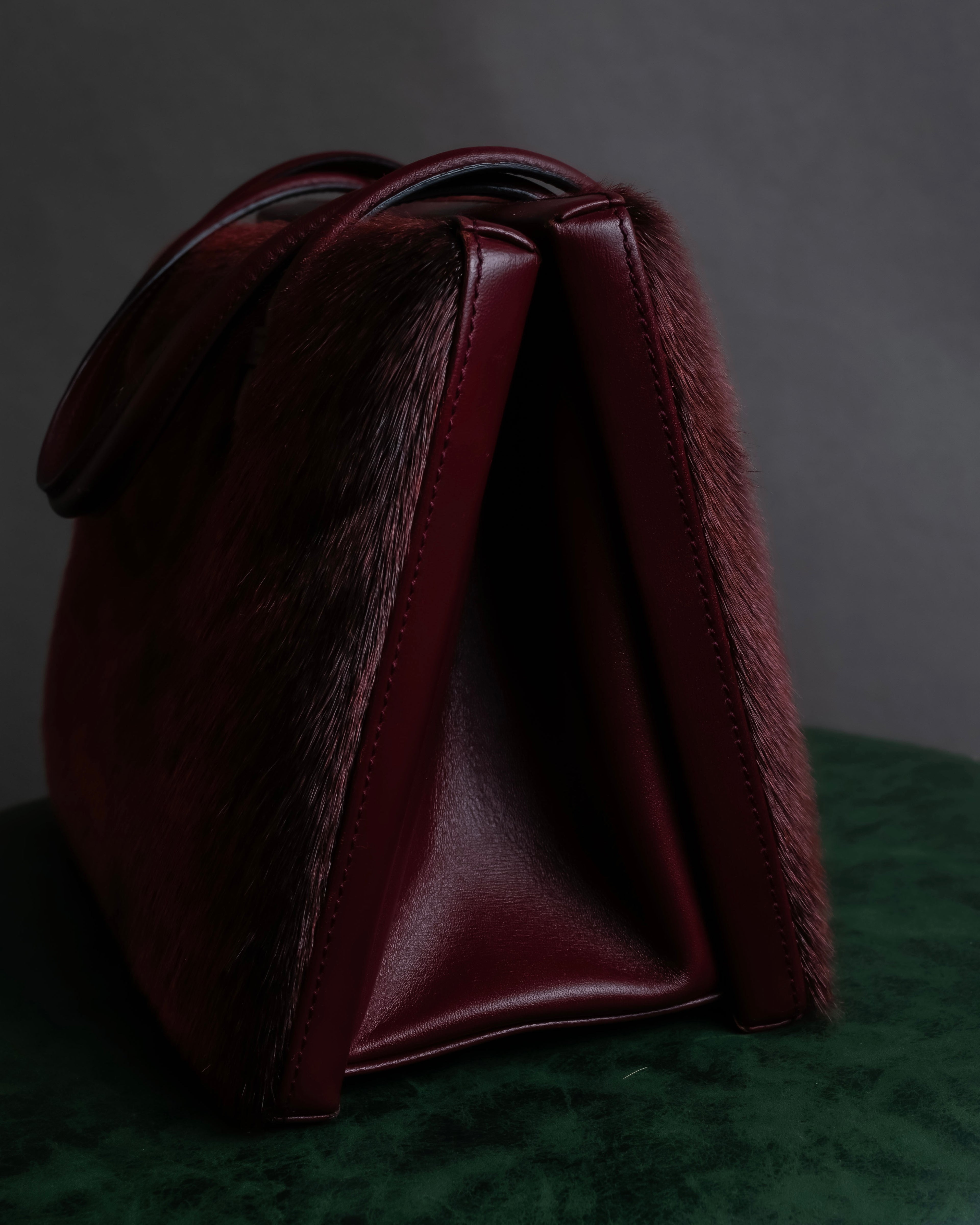 "LOEWE" Seal fur leather hand bag