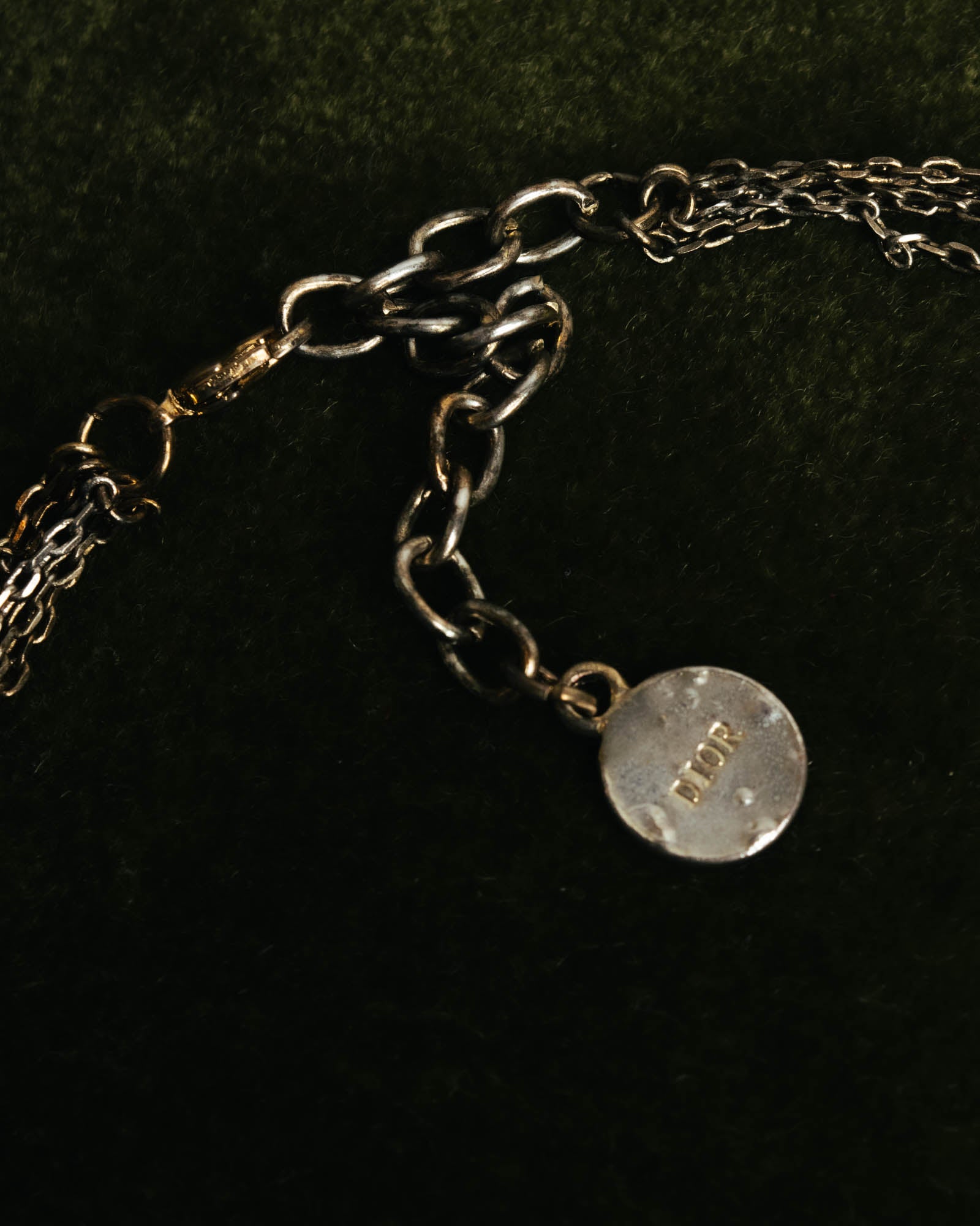 "Christian Dior" Rhinestone logo choker necklace