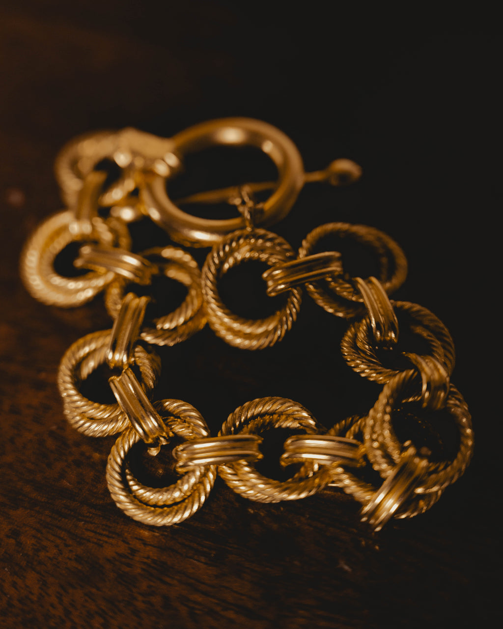 “CELINE” Late 80’s-early 90’s twisted rope circle link toggle bracelet