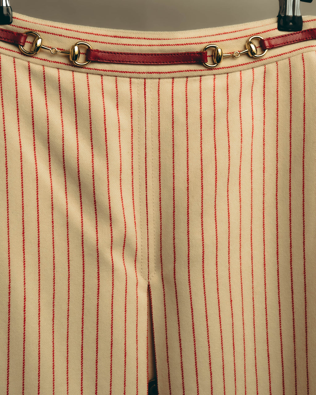 -SPECIAL- “GUCCI” 2015-2022 vintage inspired horsebit striped wool skirt