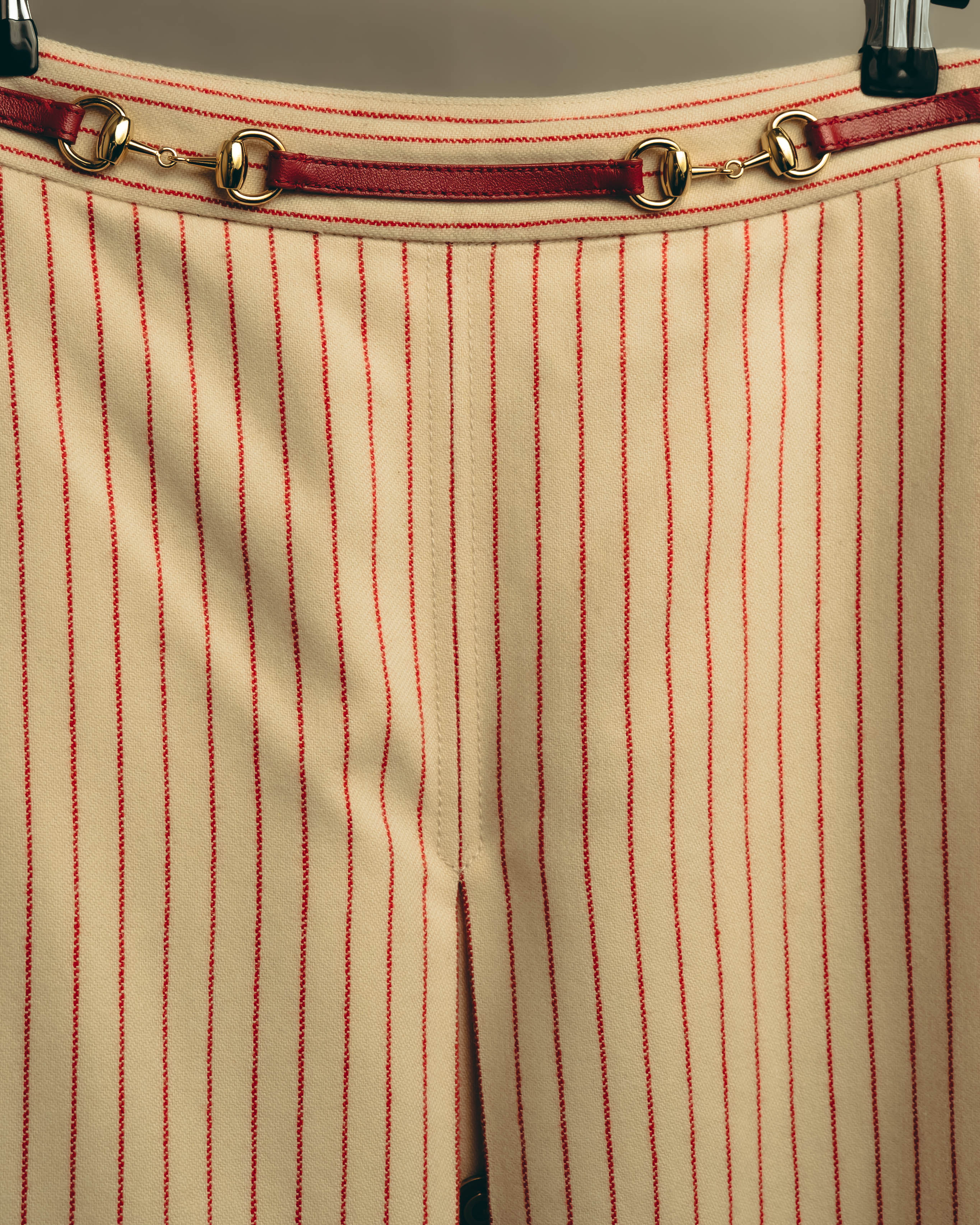 -SPECIAL- “GUCCI” 2015-2022 vintage inspired horsebit striped wool skirt