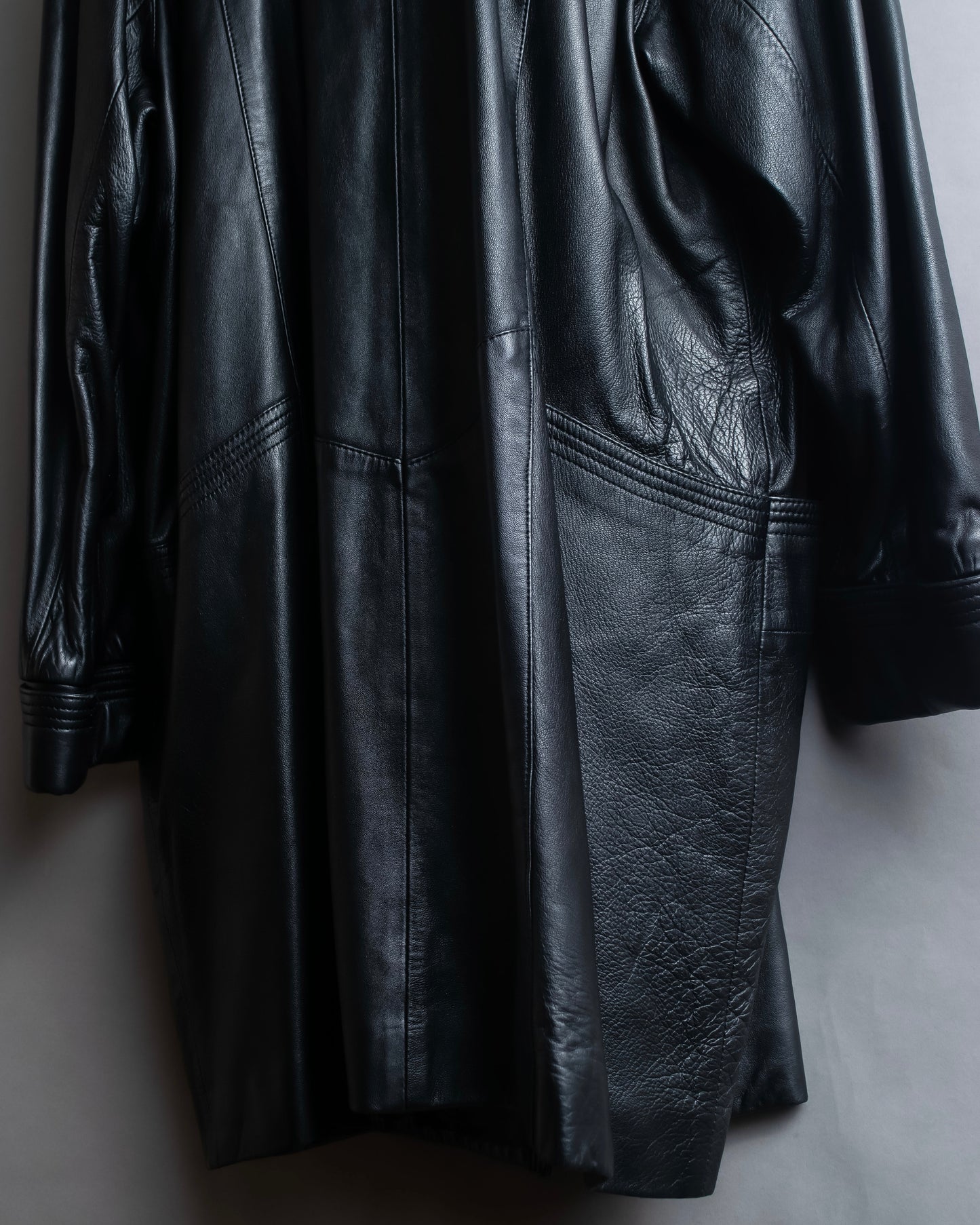 "PIERRE BALMAIN" Oversized double-breasted lamb leather tailored jacket