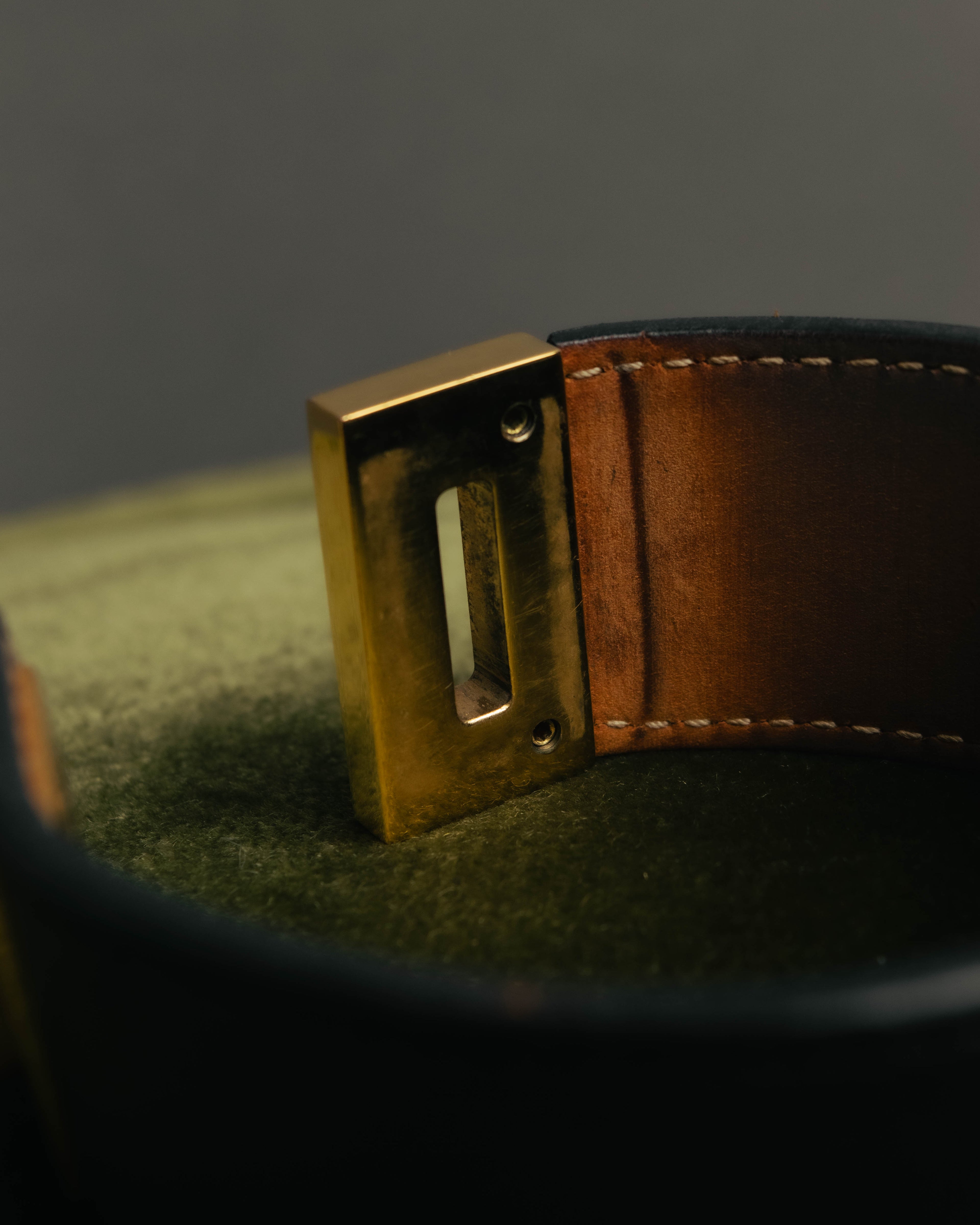 “BALENCIAGA“ 10’s Brushed metal leather cuff bracelet