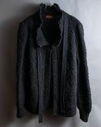 "YVES SAINT LAURENT" Ribbon design stand collar low gauge cardigan