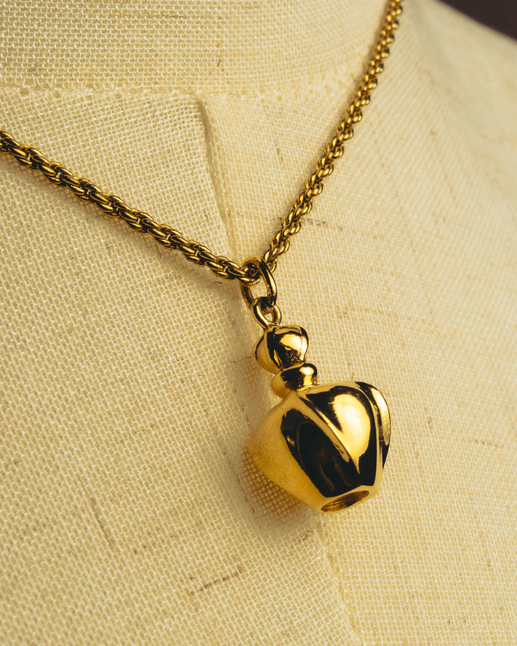 "Christian Dior" 80's-90's Gold tone bottle pendant necklace