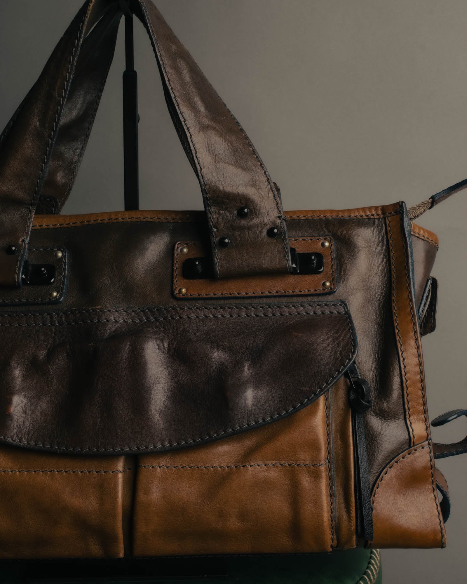 "Chloé" 2000's two-tone leather structured tote bag