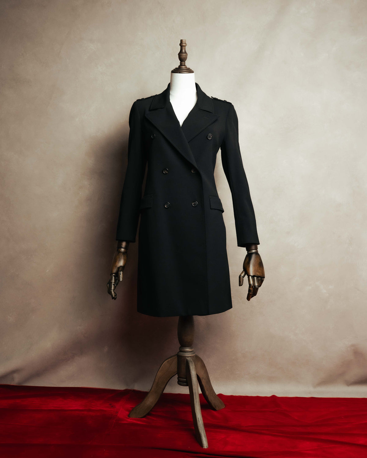 "PRADA" 00's-10's Belted double-breasted wool coat