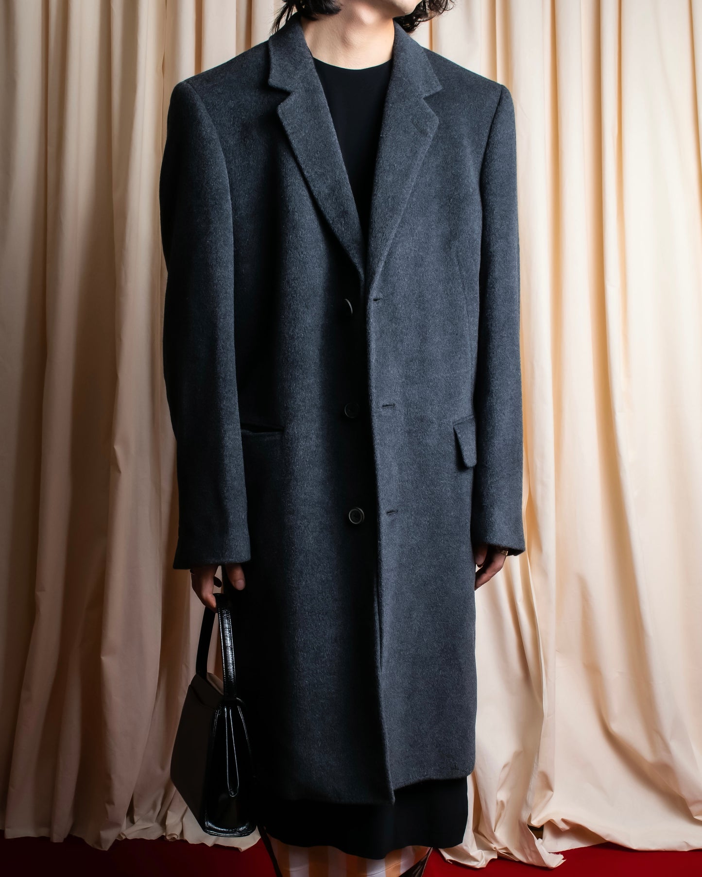 "GIANERANCO FERRE" Angora wool blend long chester coat