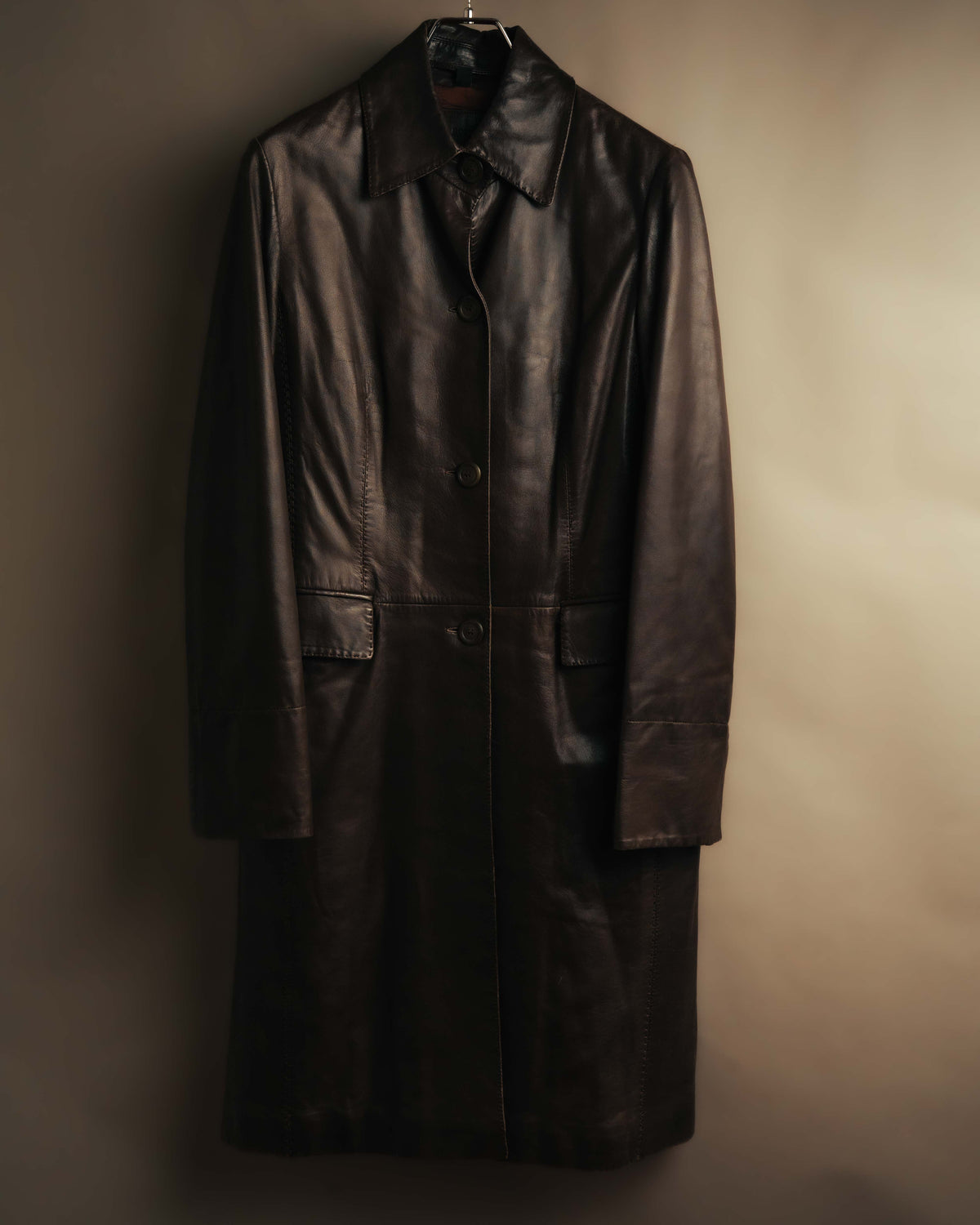 "BOSS HUGO BOSS" 90's-00's Supple sheepskin leather long coat