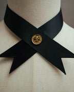 -SPECIAL- “CHANEL” Late 80’s-90’s gold button satin neck tie