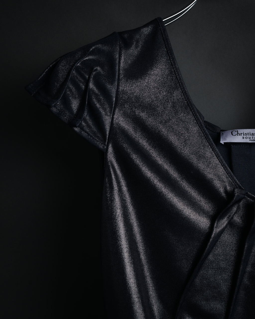 “Christian Dior” 2000’s Metallic draped cap sleeve top