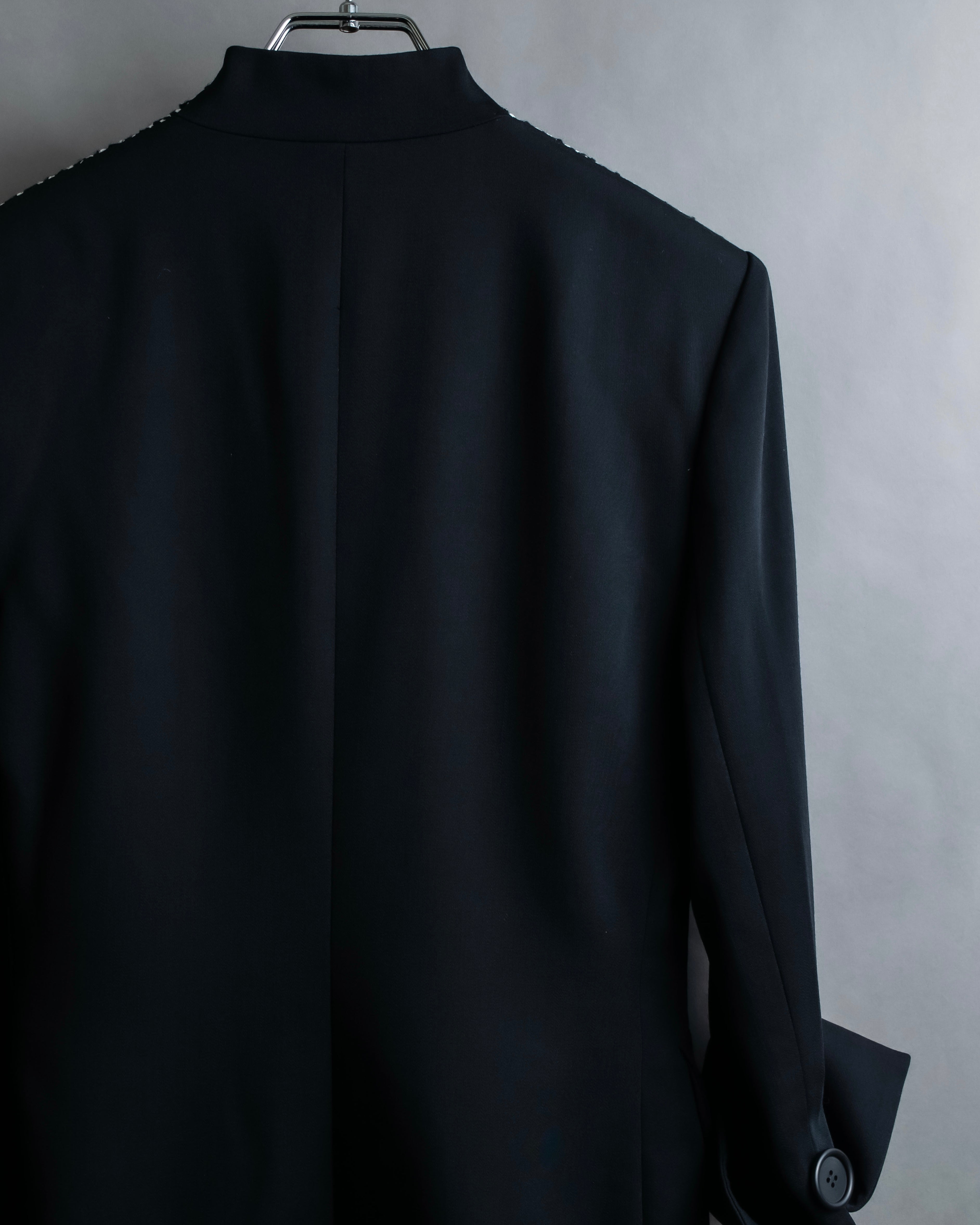 "Christian Dior" Jacquard switching design no-collar jacket