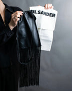 “JIL SANDER” Fringe detail flat drawstring shoulder bag