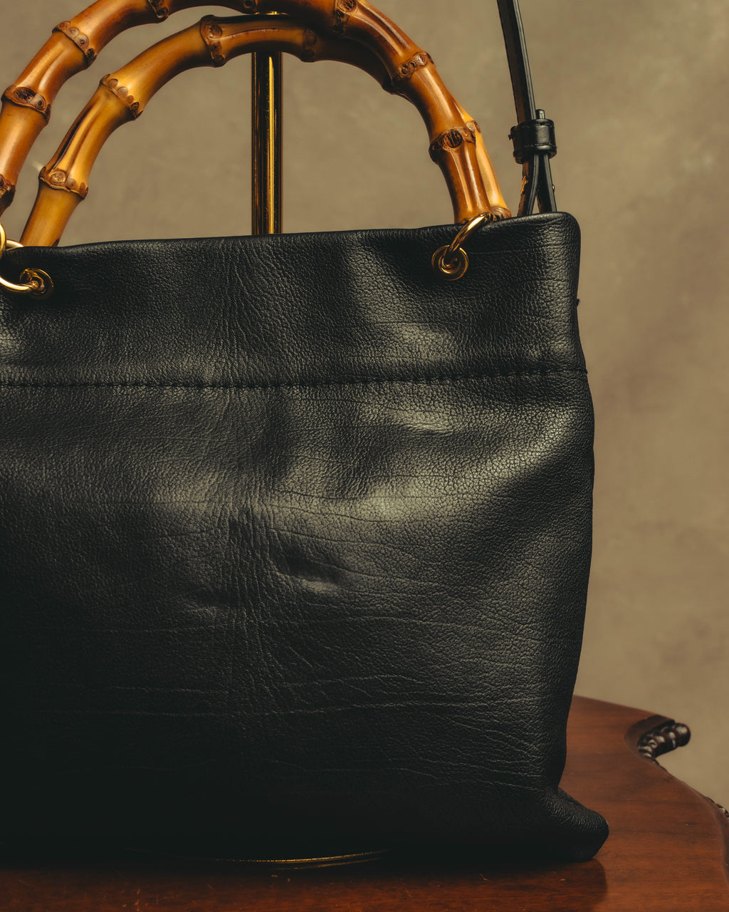 –SPECIAL– “JIL SANDER” 20’s Bamboo handle grained leather shopper bag