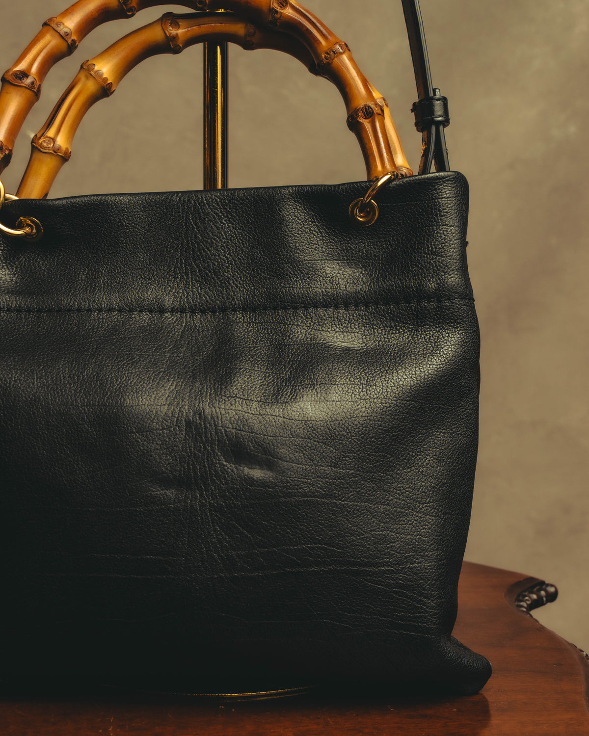 –SPECIAL– “JIL SANDER” 20’s Bamboo handle grained leather shopper bag