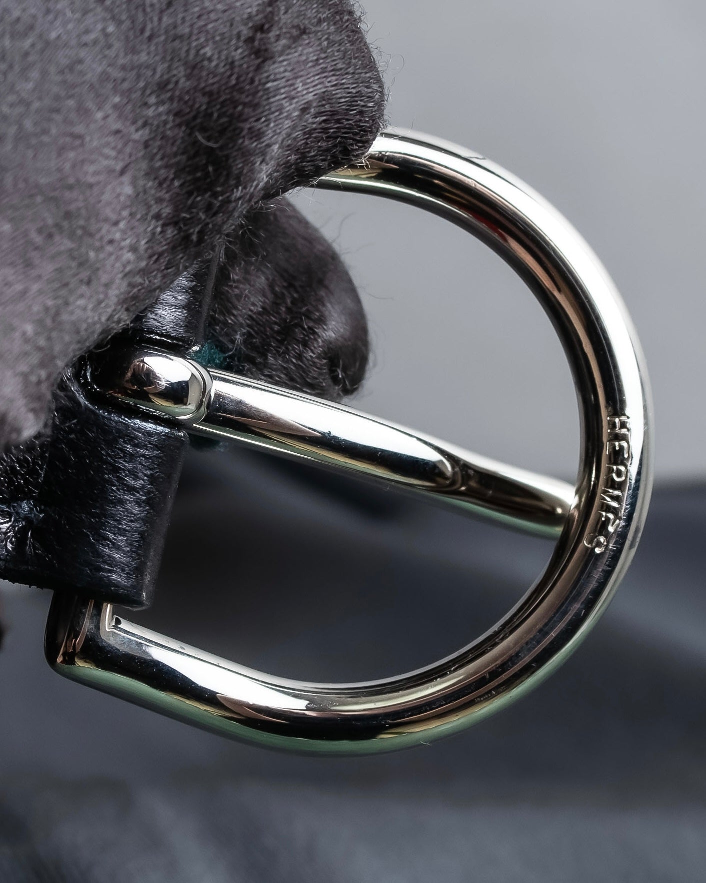 "HERMES" Silk cloth docking leather waist mark belt