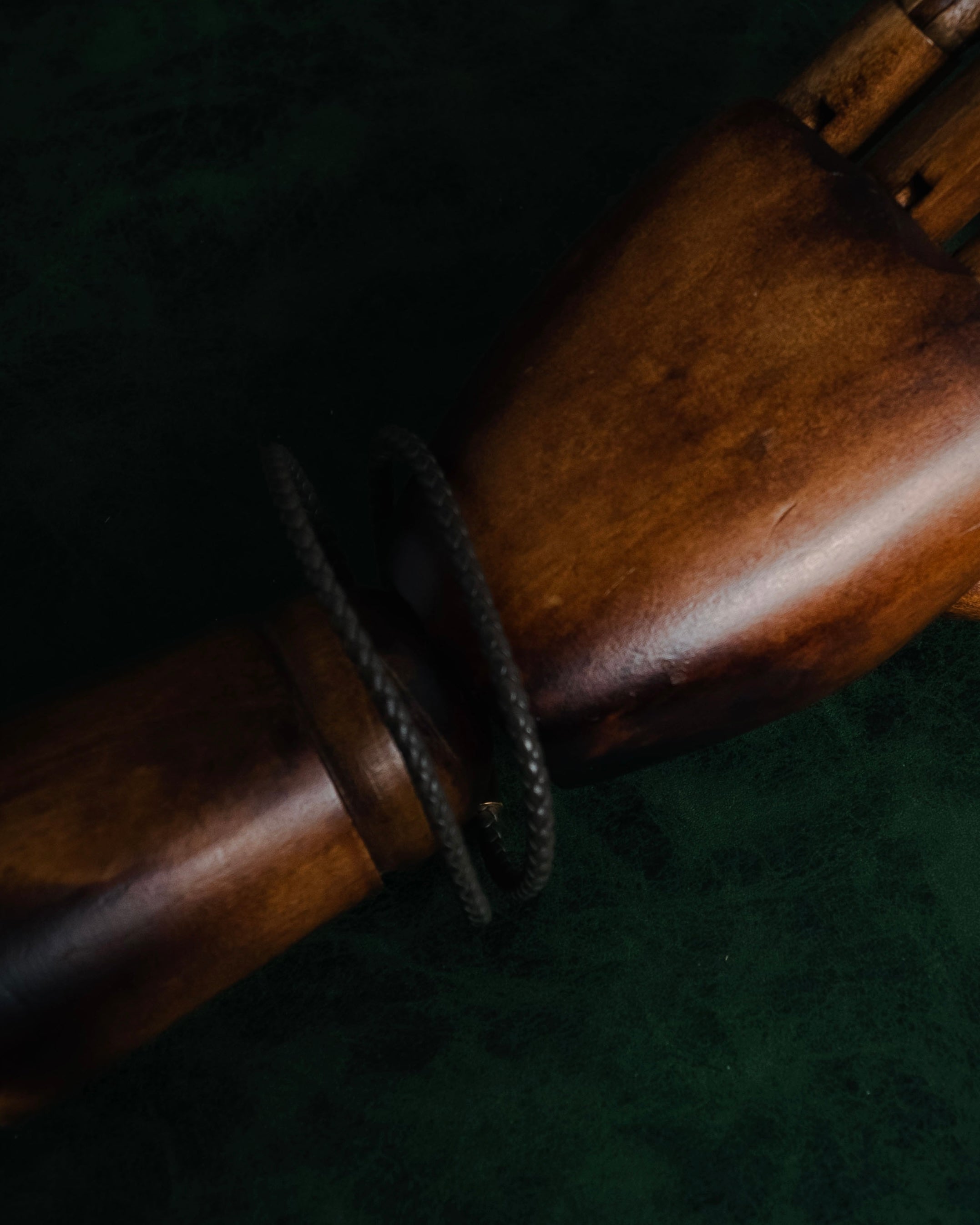 "HERMES" 10’s-20’s Tresse leather H clasp bracelet